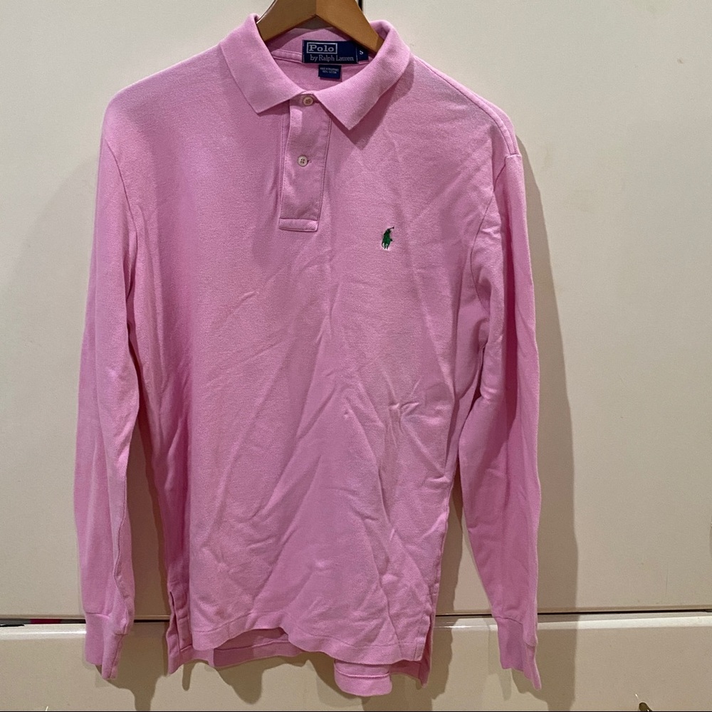 Pink Ralph Lauren long sleeve polo shirt